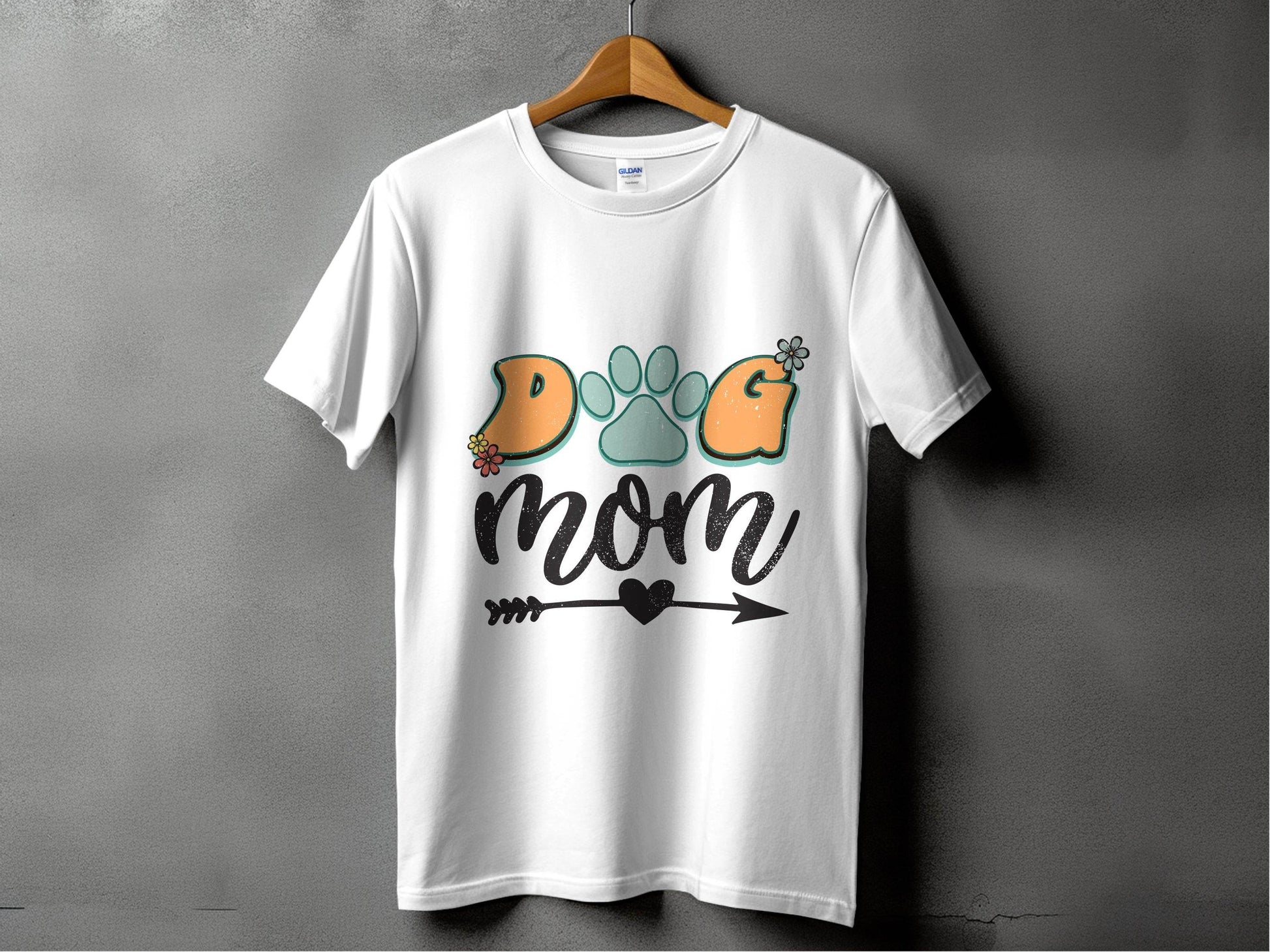 Dog Mom Retro Design Flower And Heart Arrow Graphic T-Shirt - Design & Vybe