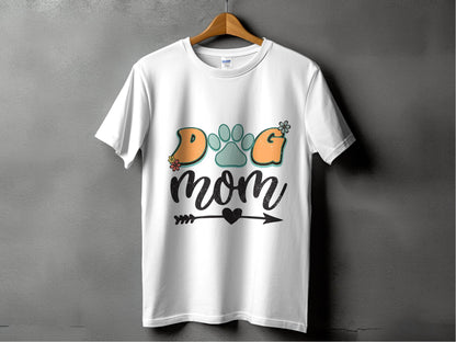 Dog Mom Retro Design Flower And Heart Arrow Graphic T-Shirt - Design & Vybe