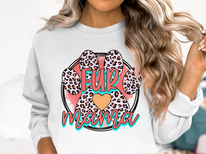 Fur Mama With Leopard Pattern Paw Print Graphic Sweater - Design & Vybe