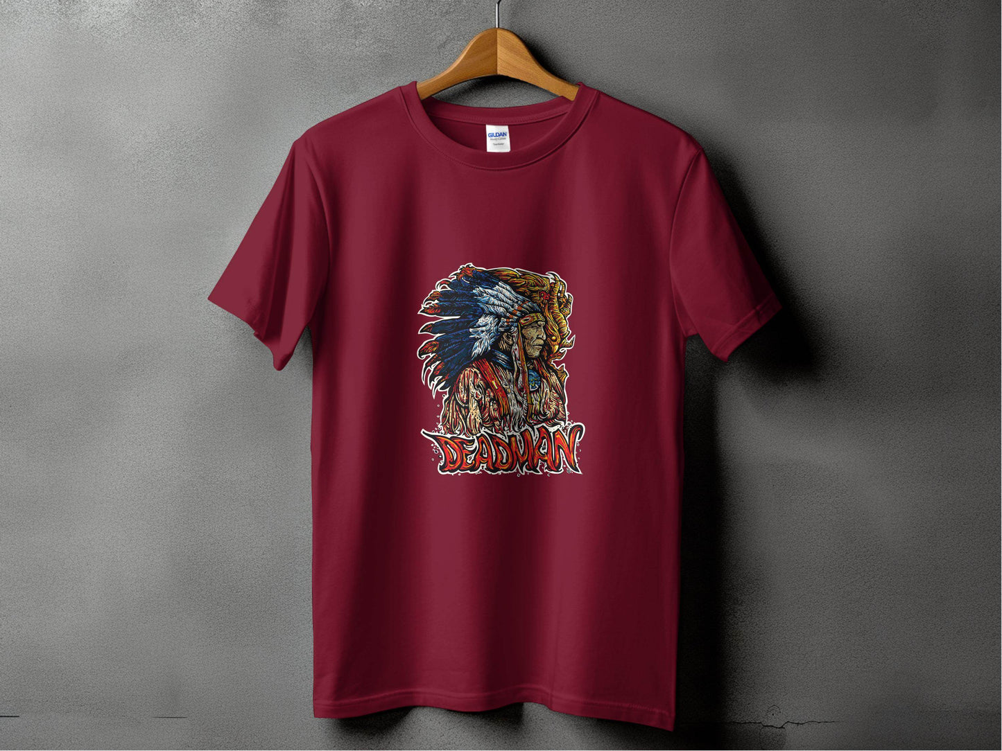 Deadman Portrait with Native American Headdress T-Shirt - Design & Vybe