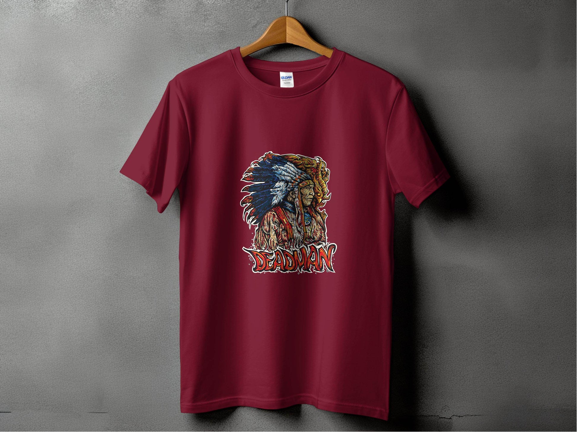 Deadman Portrait with Native American Headdress T-Shirt - Design & Vybe