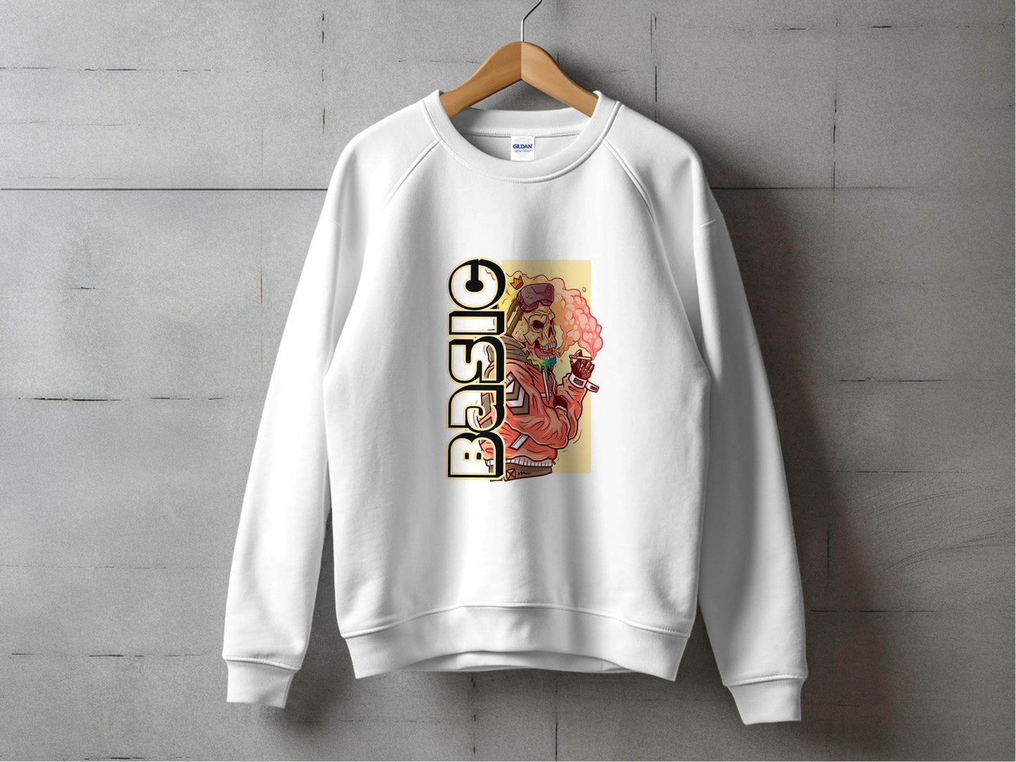 Basic Smoking Skeleton in VR Headset and Crown Sweater - Design & Vybe