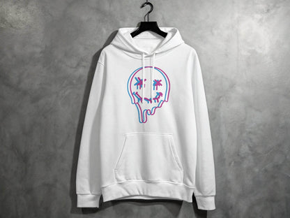 Unique Funny Dripping Smiley Graffiti Dead Face Graphic Hoodie - Design & Vybe