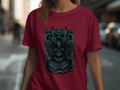 Menacing Samurai Skull Design Graphic T-Shirt - Design & Vybe