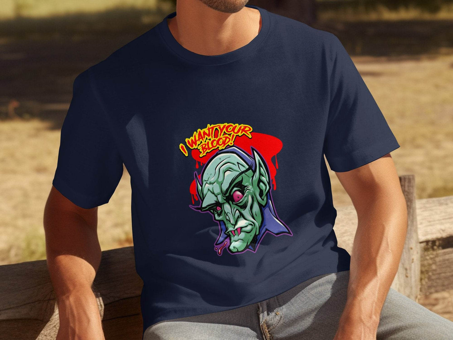 I Want Your Blood Vampire Head Horror Graphic T-Shirt - Design & Vybe
