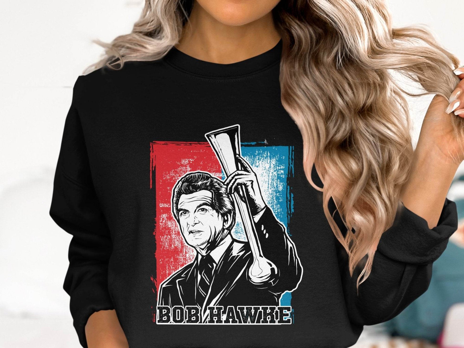Iconic Bob Hawke Illustration Graphic Print Sweater - Design & Vybe