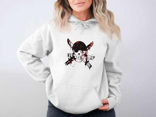 Pirate Symbol with Bloody Swords Skull Artistic Design Hoodie - Design & Vybe