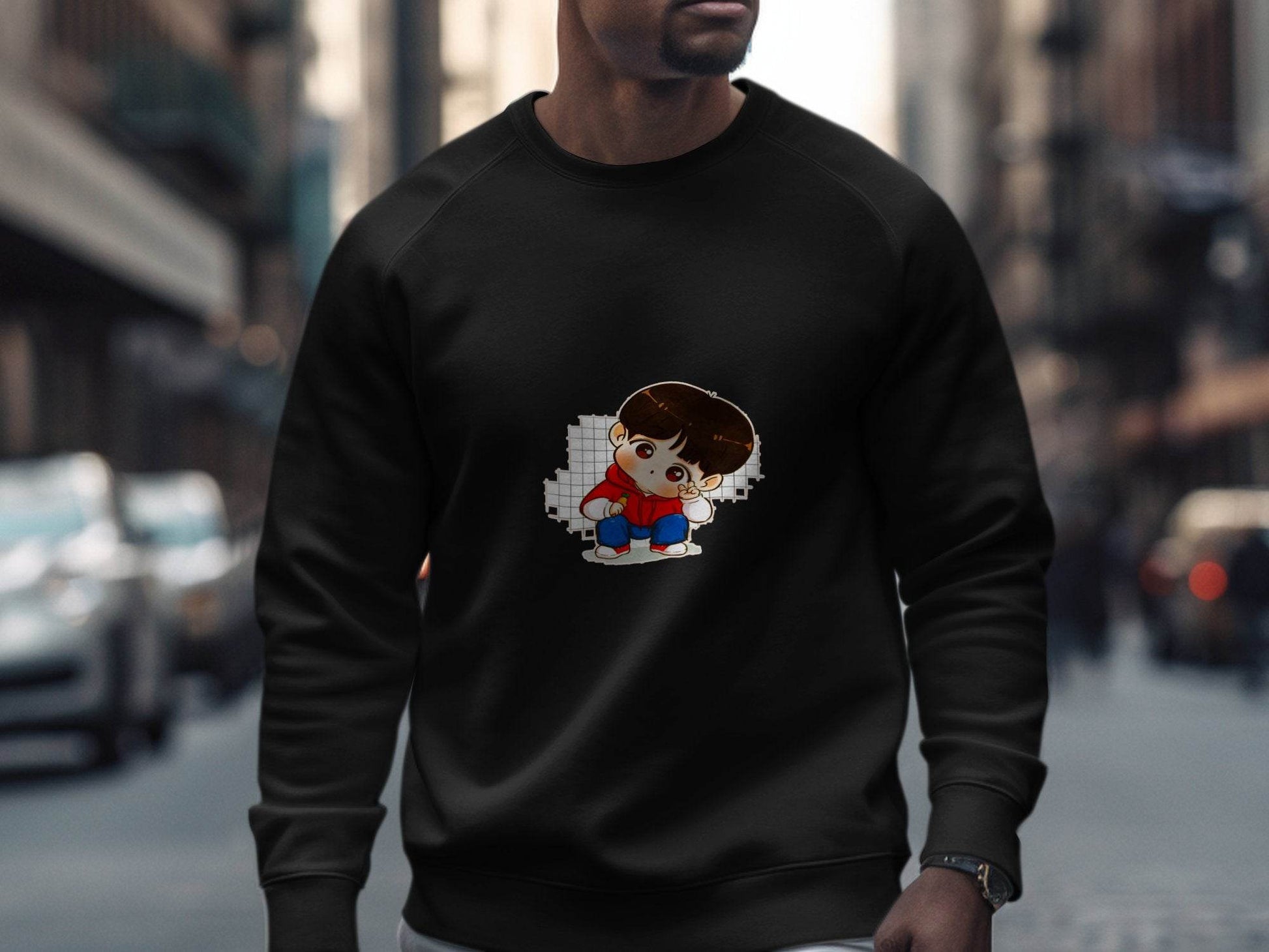 Cute Cartoon Boy In Red Hoodie Carrot in Hand Sweater - Design & Vybe