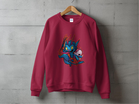 Colorful Demon Graphic Red Crewneck Sweatshirt product