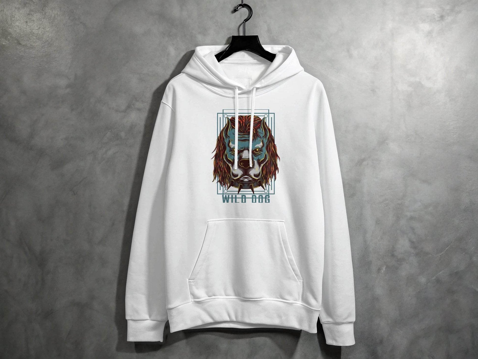 Ferocious Wild Dog Hair Rock Chok Spine Graphic Design Hoodie - Design & Vybe