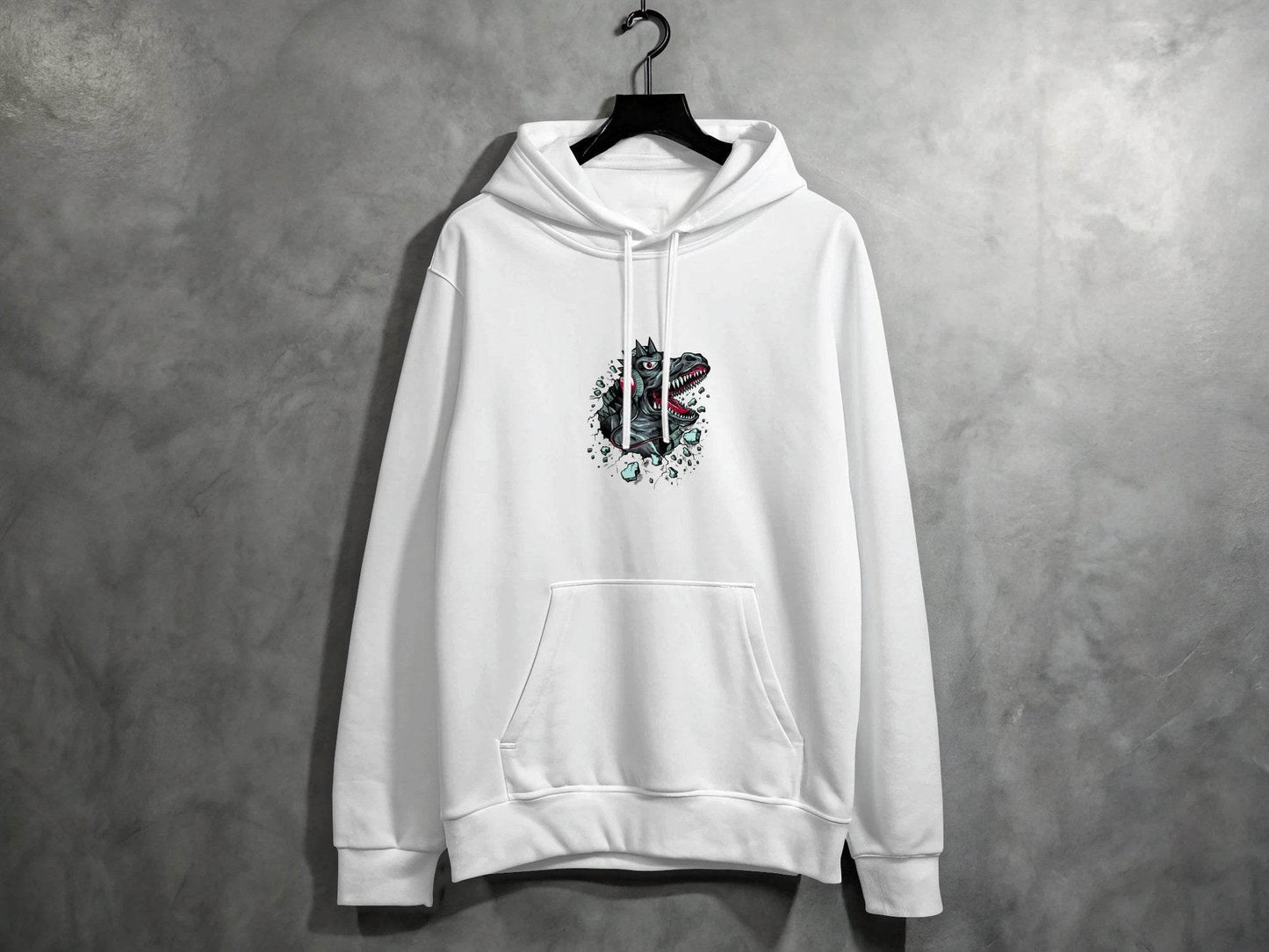 Fierce Dinosaur with Headphones Graphic Hoodie - Design & Vybe