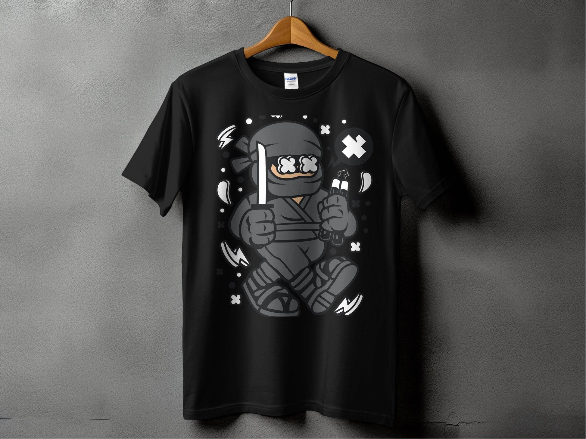 Ninja Cartoon Character with Nunchucks Graphic T-Shirt - Design & Vybe