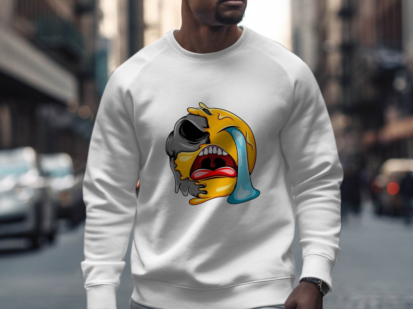 Melting Emoji Face Smiley Design Graphic Sweater - Design & Vybe