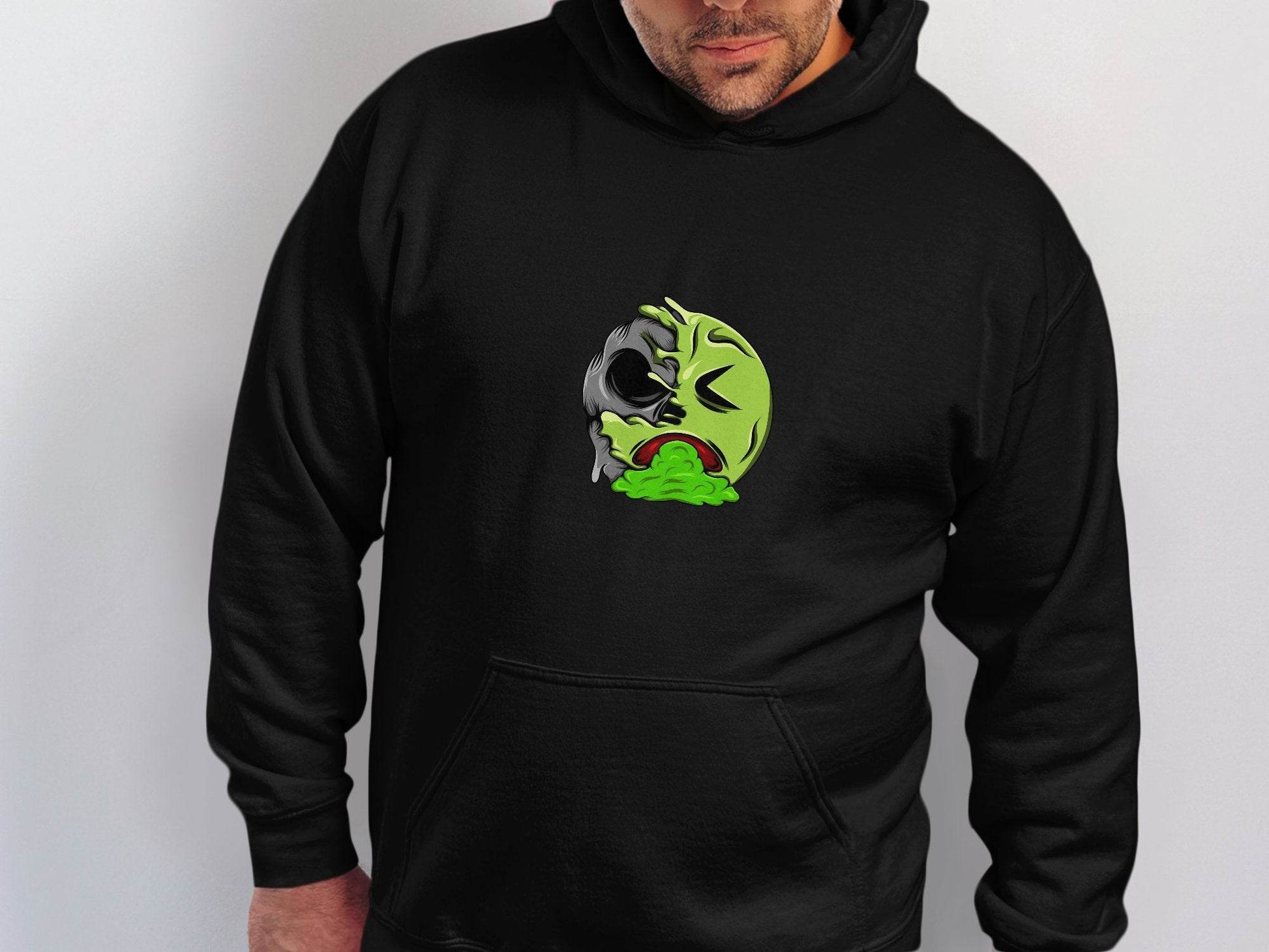 Half Zombie Half Emoji Graphic Design Illustration Hoodie - Design & Vybe