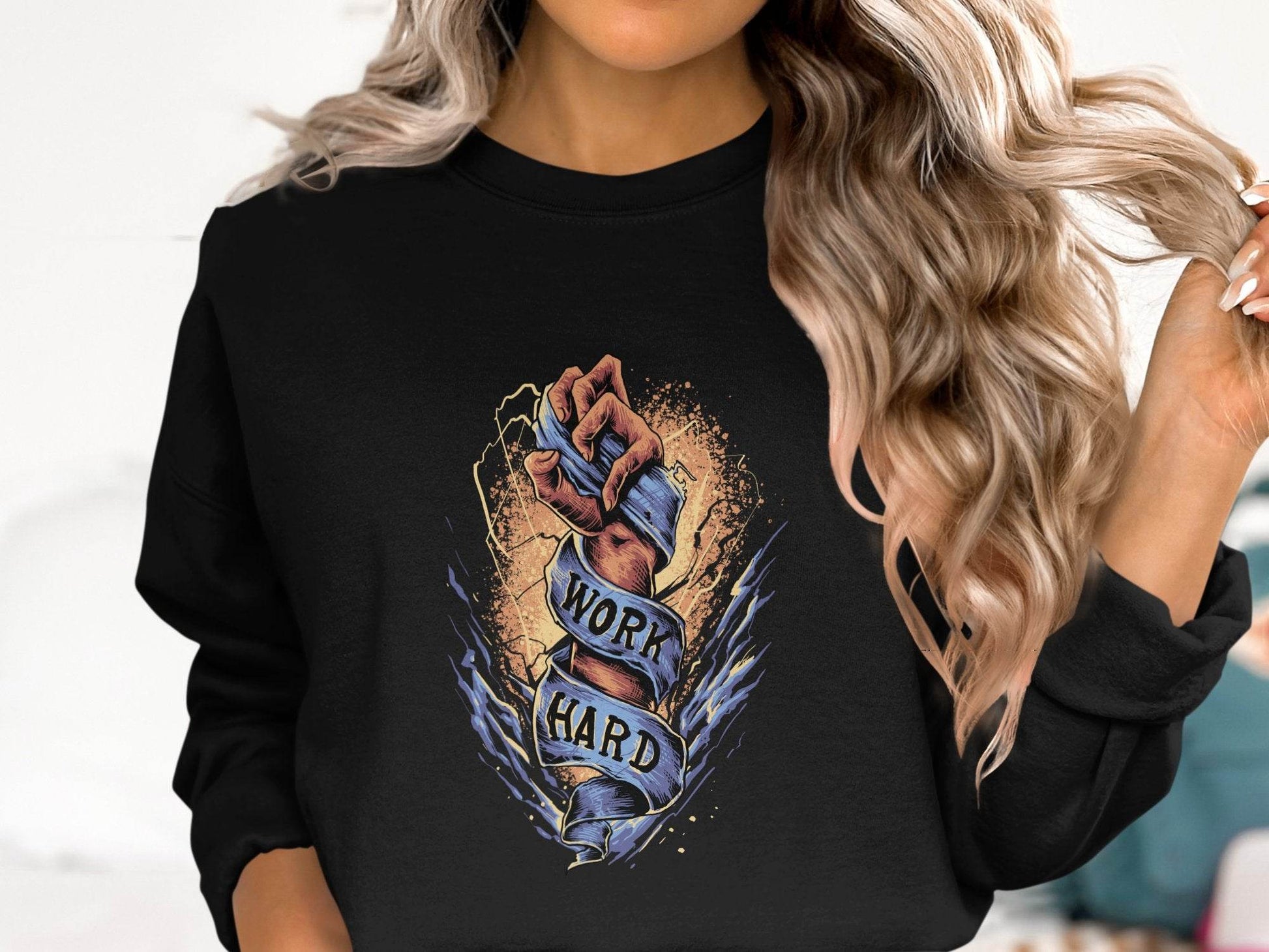 Motivational Work Hard Graphic Printed Sweater - Design & Vybe