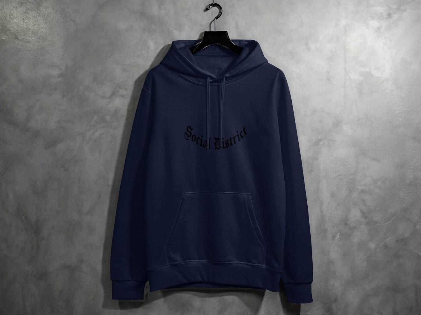 Social District Gothic Font Style Word Graphic Hoodie - Design & Vybe