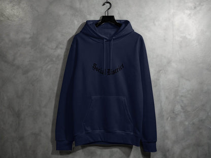 Social District Gothic Font Style Word Graphic Hoodie - Design & Vybe
