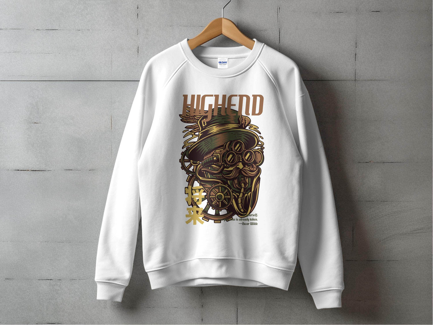 Highend Steampunk Character Illustration Print Sweater - Design & Vybe