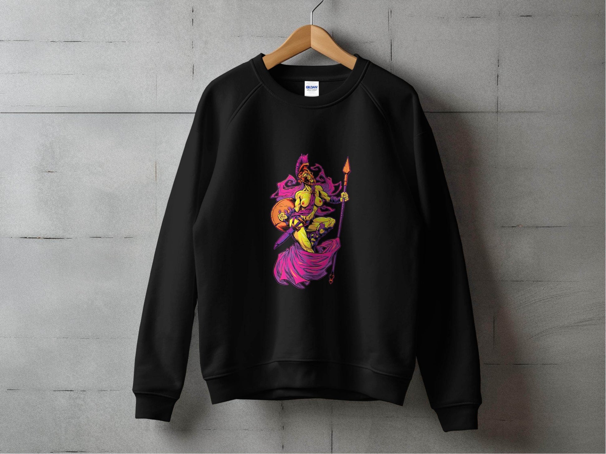 Striking Female Warrior with Spear Graphic Art Sweater - Design & Vybe