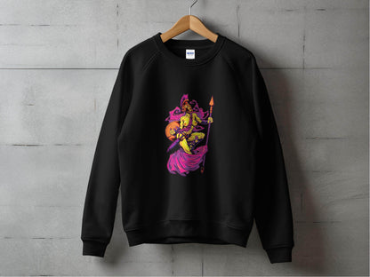 Striking Female Warrior with Spear Graphic Art Sweater - Design & Vybe
