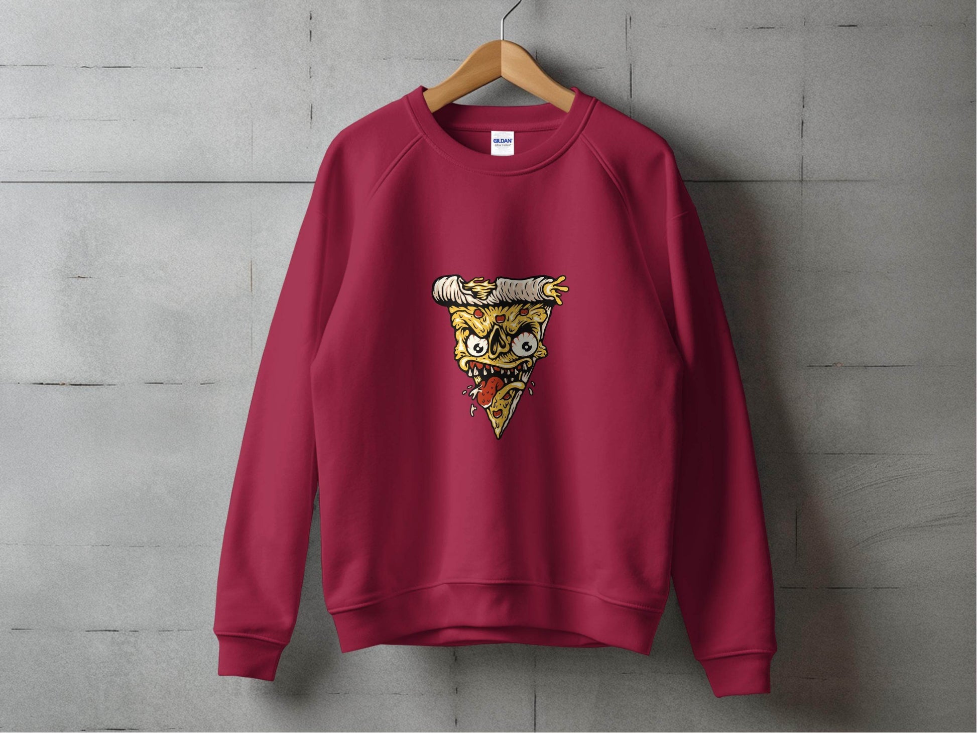 Creepy Pizza Slice with Evil Face Graphic Print Sweater - Design & Vybe