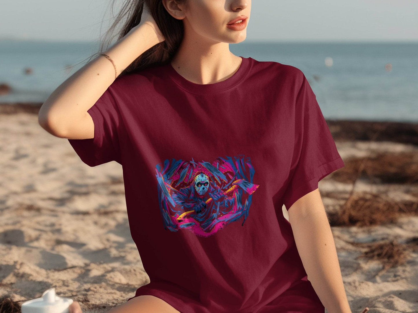 Masked Horror with Axes Abstract Graphics Cool T-Shirt - Design & Vybe