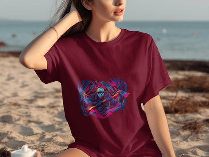 Masked Horror with Axes Abstract Graphics Cool T-Shirt - Design & Vybe