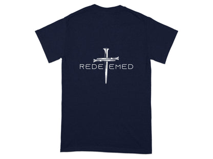 Redeemed Nails Cross Design Christian Faith Graphic T-Shirt - Design & Vybe