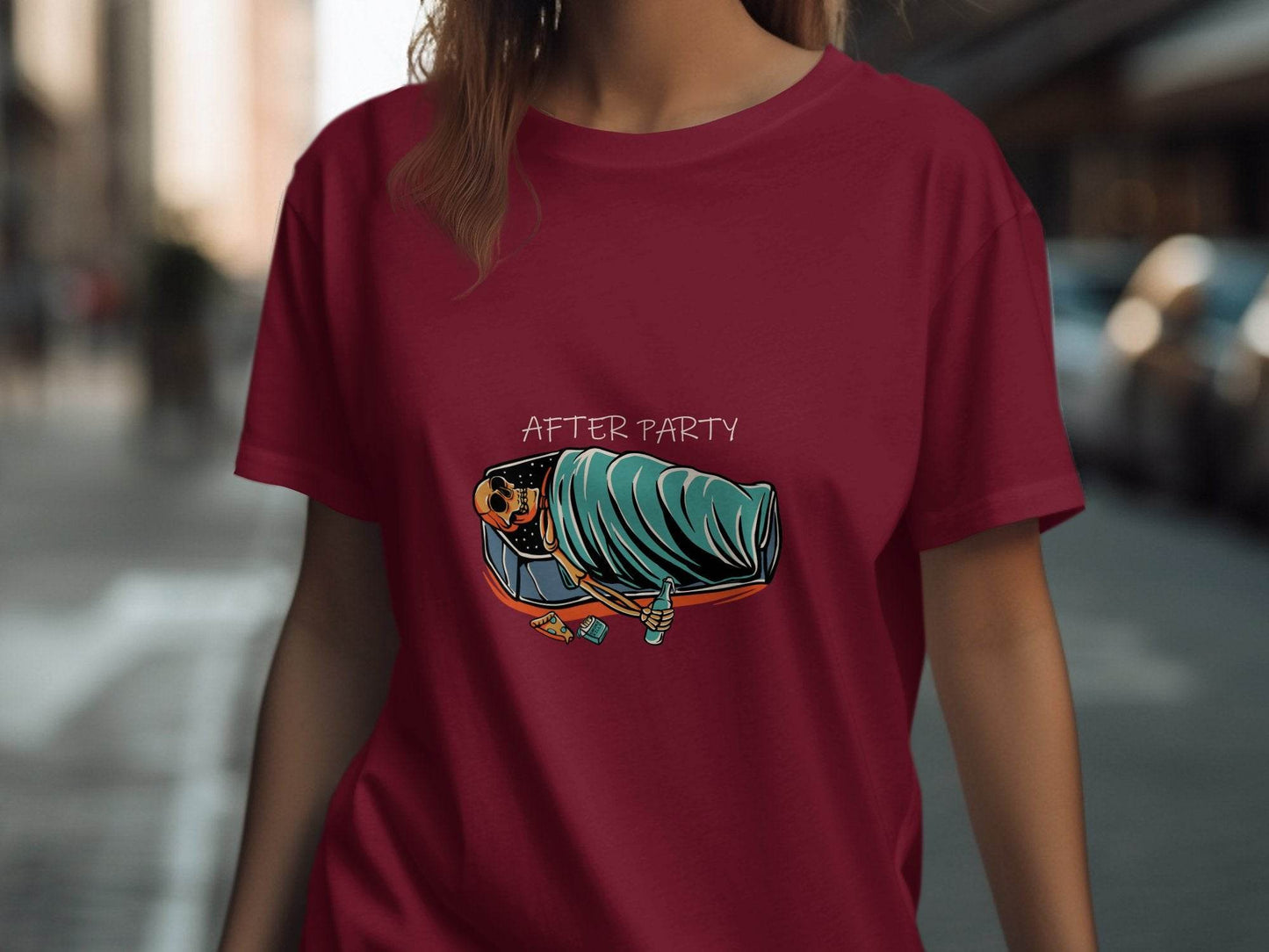 After Party Skeleton Resting in Coffin Graphic T-Shirt - Design & Vybe