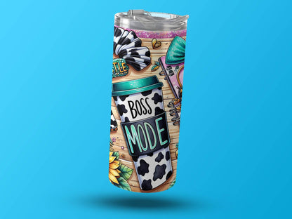 Cow Print Accessories with Boss Mode Style Gift For Entrepreneur Design Tumbler - Design & Vybe