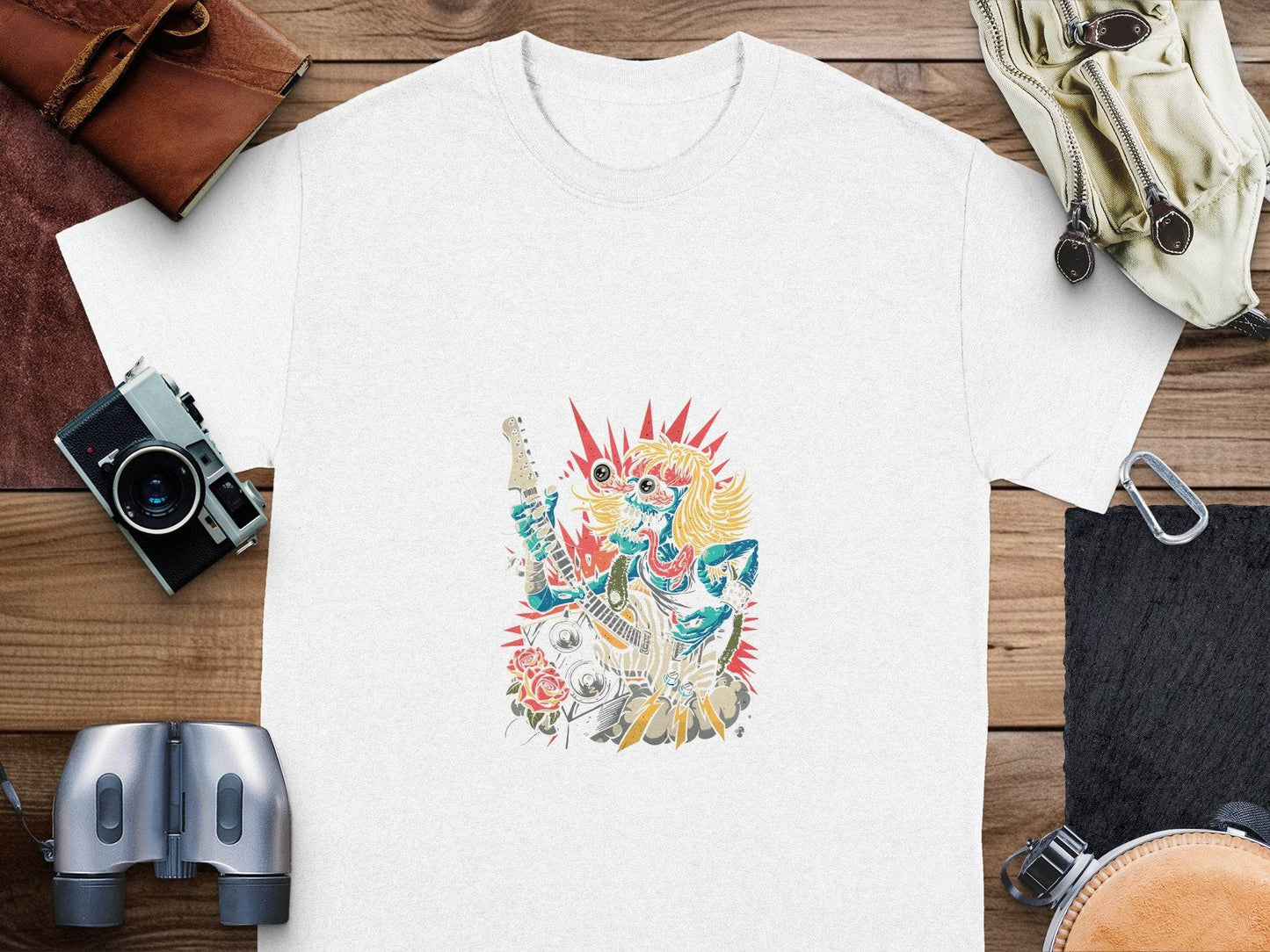 Rock and Roll Zombie Plays Guitar Artwork T-Shirt - Design & Vybe