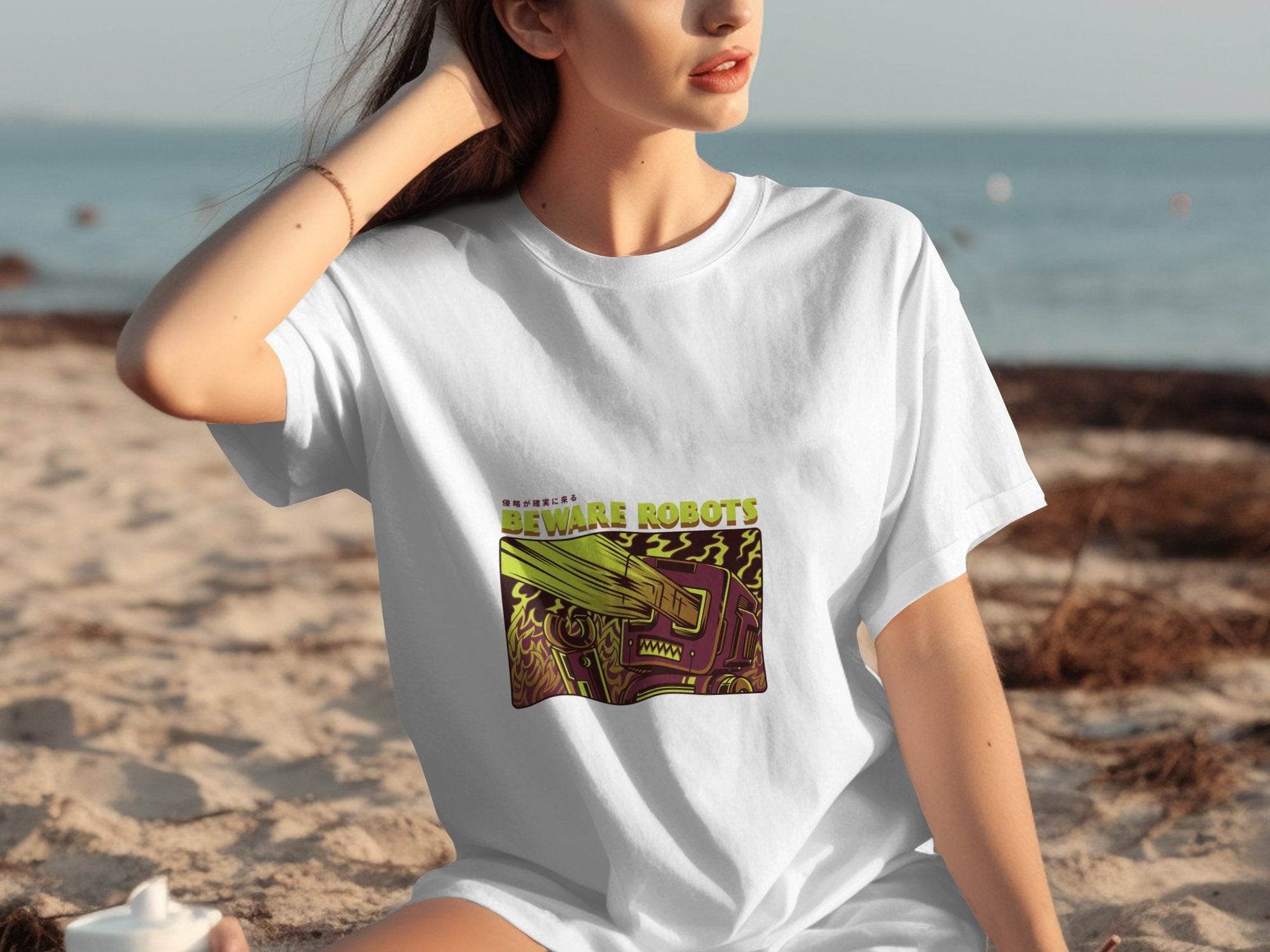 Retro Robot Invasion Graphic Beware Robots T-Shirts - Design & Vybe