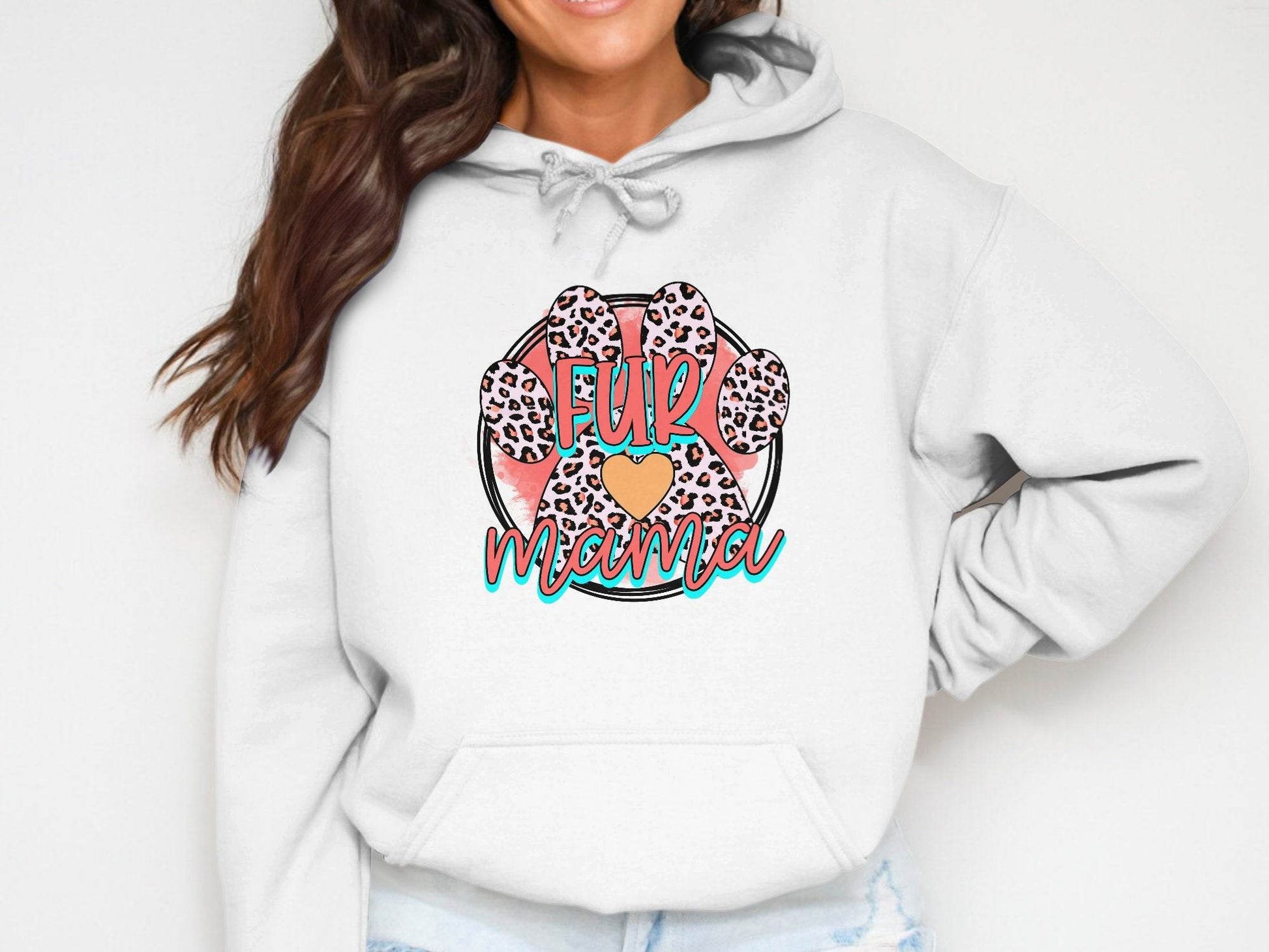 Fur Mama With Leopard Pattern Paw Print Graphic Hoodie - Design & Vybe