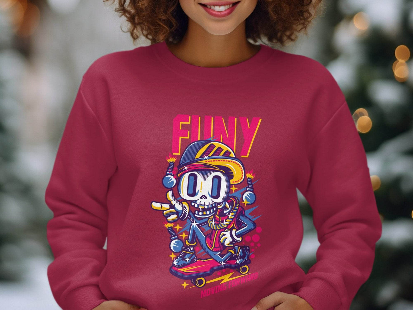 Funny Skull With Bomb On Skateboard Moving Forward Sweater - Design & Vybe