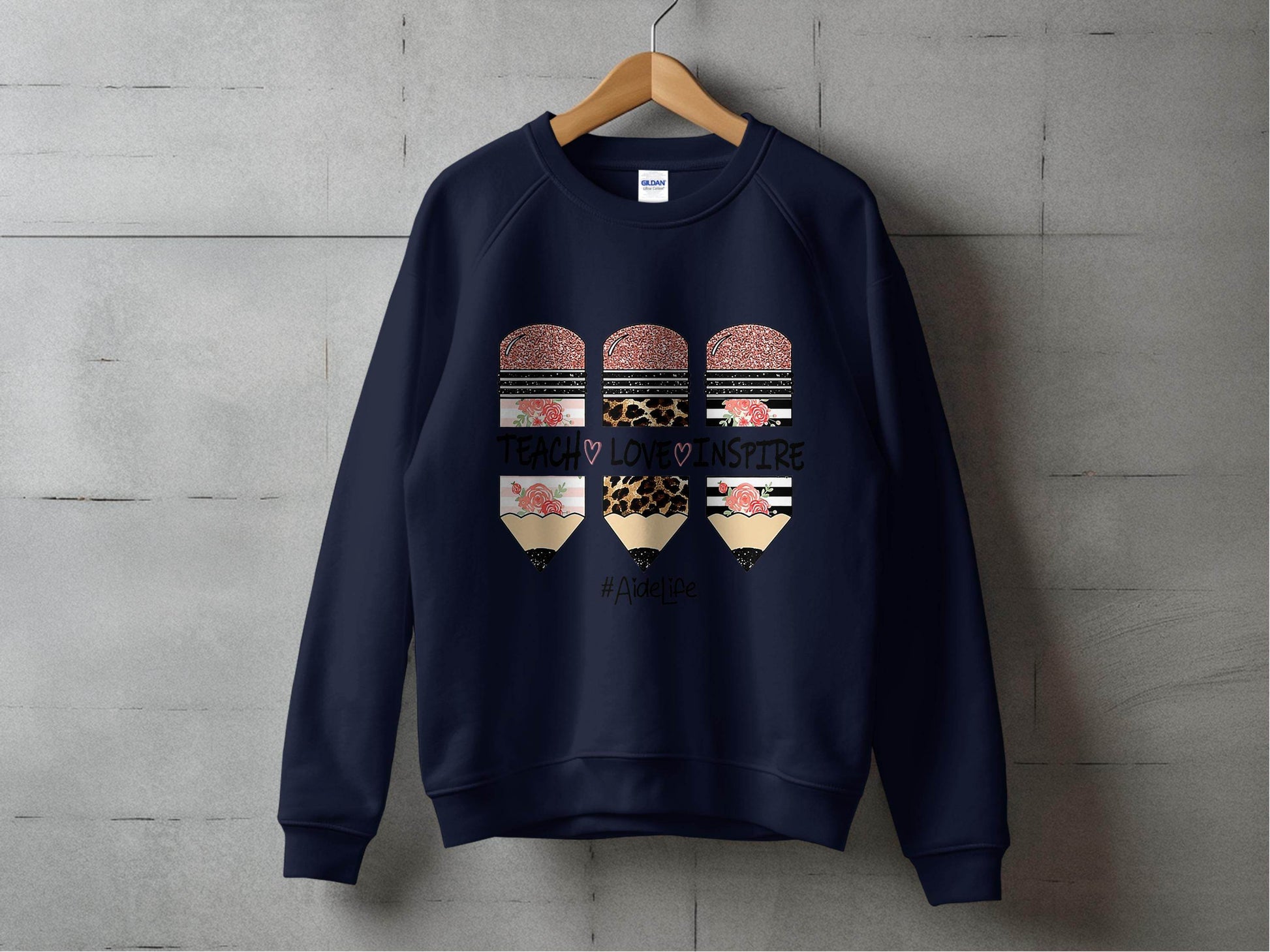 Teach Love Inspire Pencils for Teachers AideLife Sweater - Design & Vybe