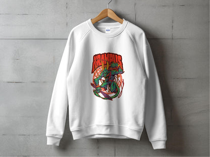 Krampus Graphic White Sweatshirt Holiday Apparel Product