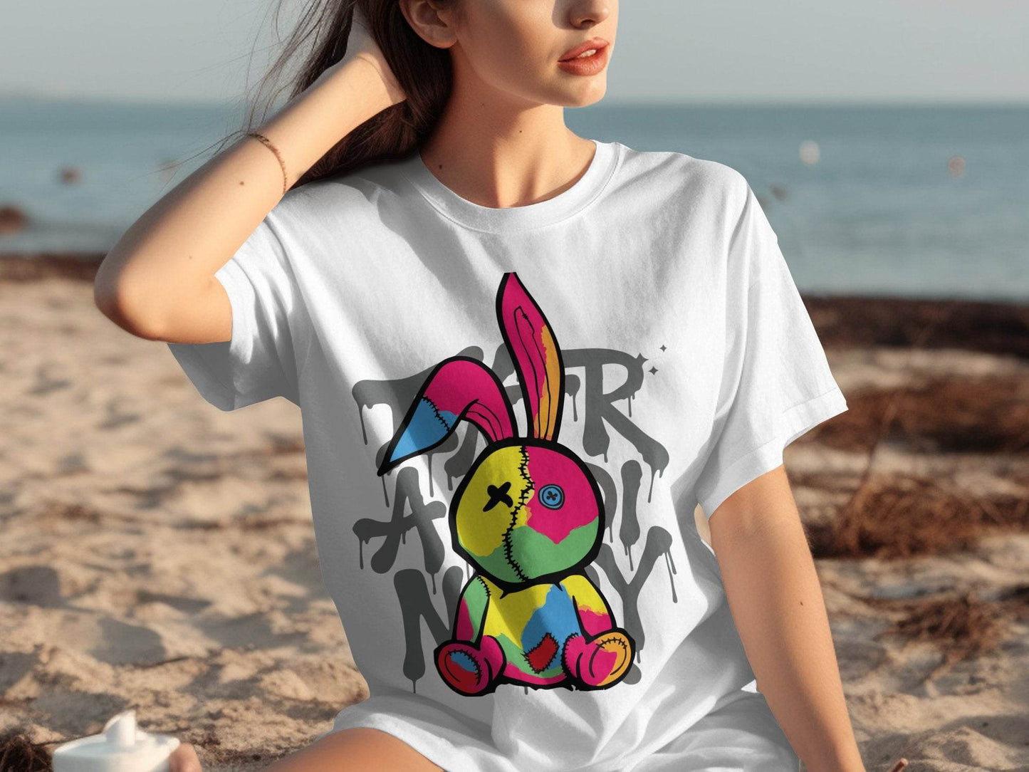 Colorful Artistic Bunny Print T-shirt product type