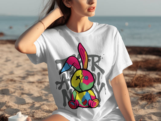 Colorful Artistic Bunny Print T-shirt product type