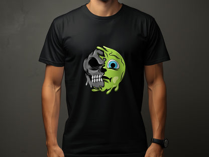 Unique Dual Skull and Green Face Design T-shirt product