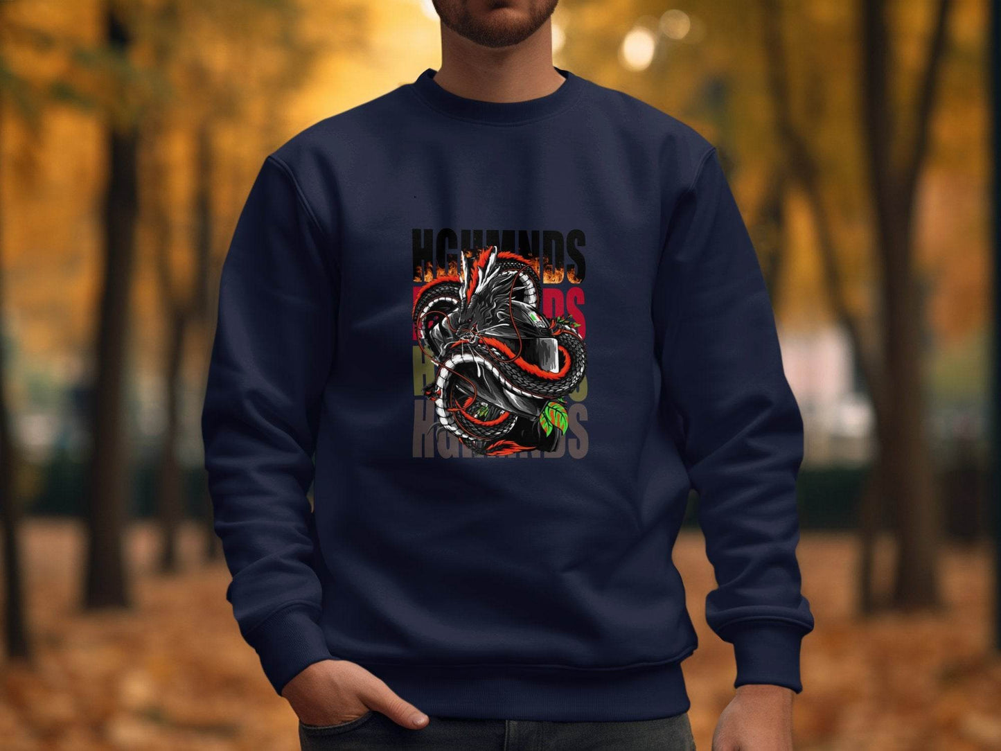 Dragon Motorcycle Helmet Artistic Illustration Graphic Sweater - Design & Vybe