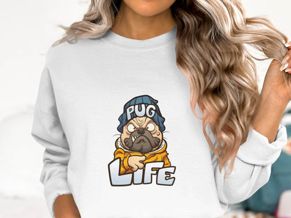 Cartoon Pug With Attitude Pug Life Design Style Sweater - Design & Vybe