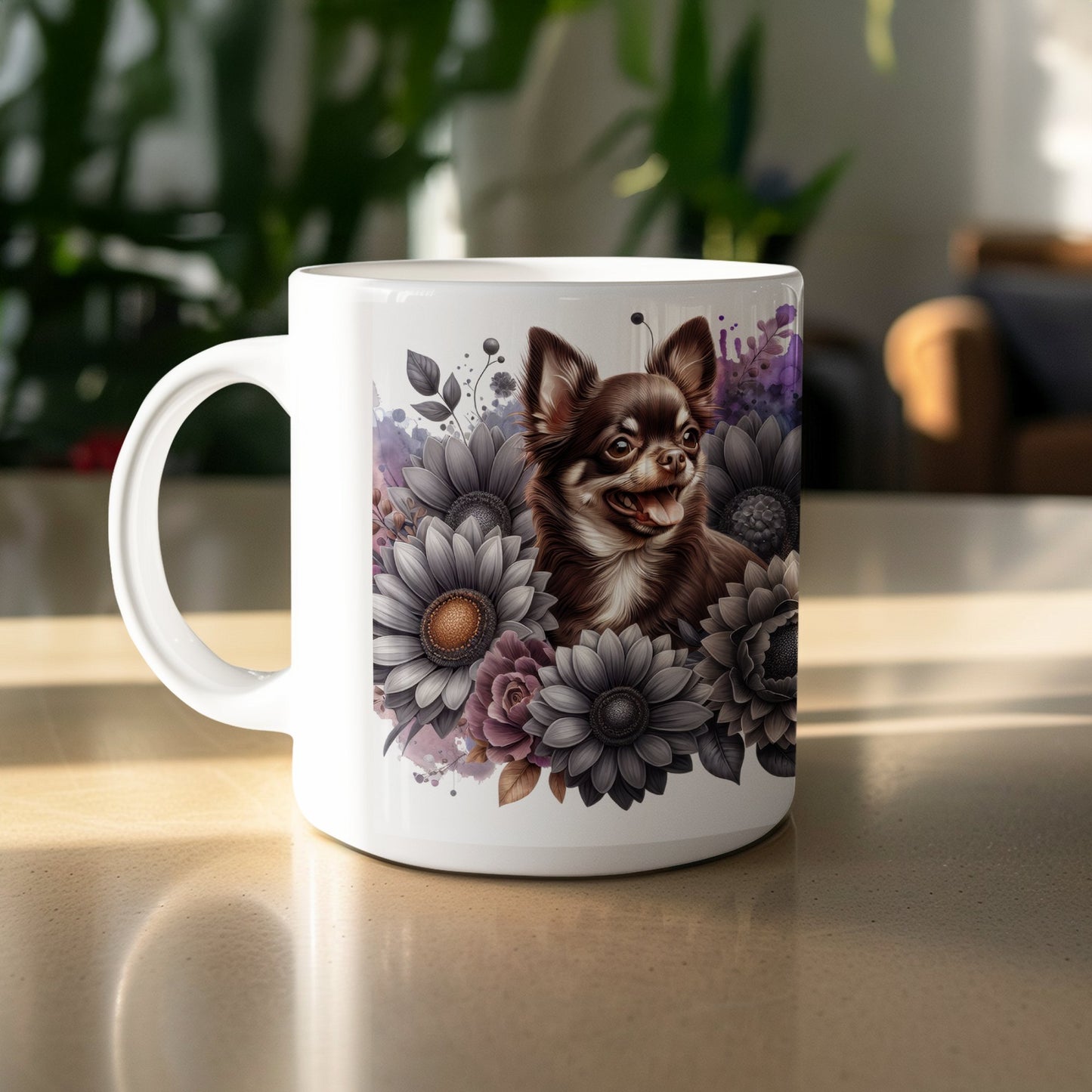Chihuahua and Floral Print Design Coffee Mug product