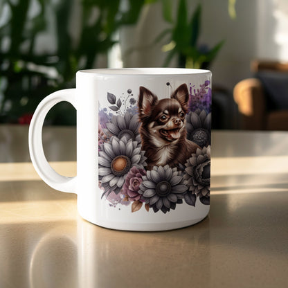 Chihuahua and Floral Print Design Coffee Mug product
