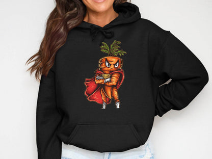 Superhero Carrot Character Graphic Sweater - Design & Vybe