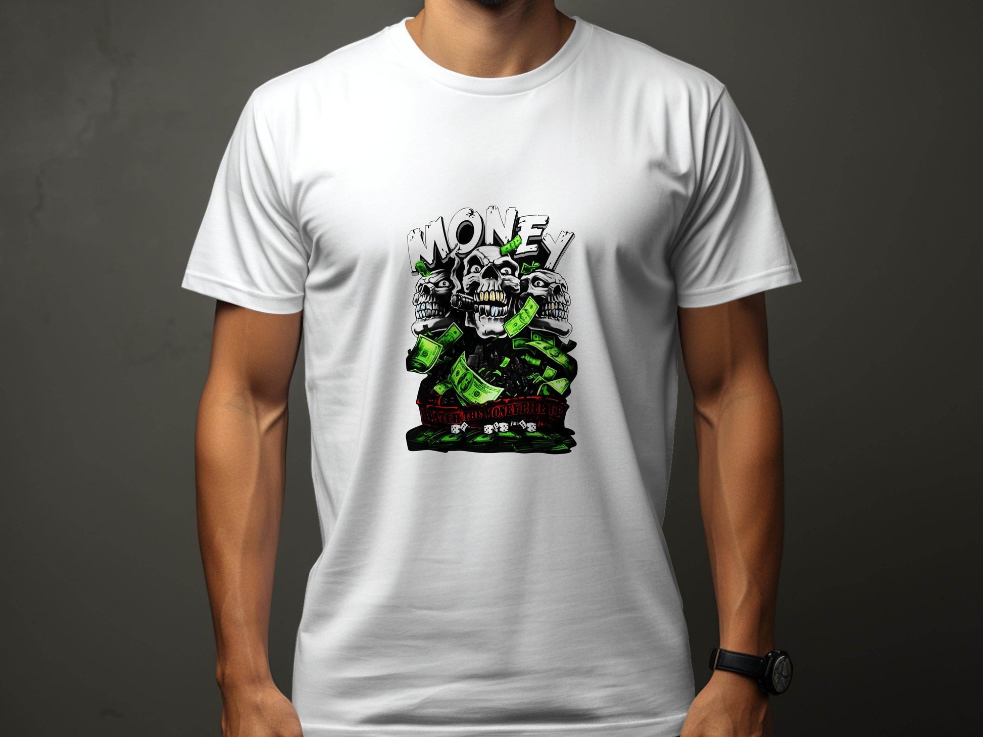 Watch The Money Pile Up Skull Casino Gambling T-Shirt - Design & Vybe