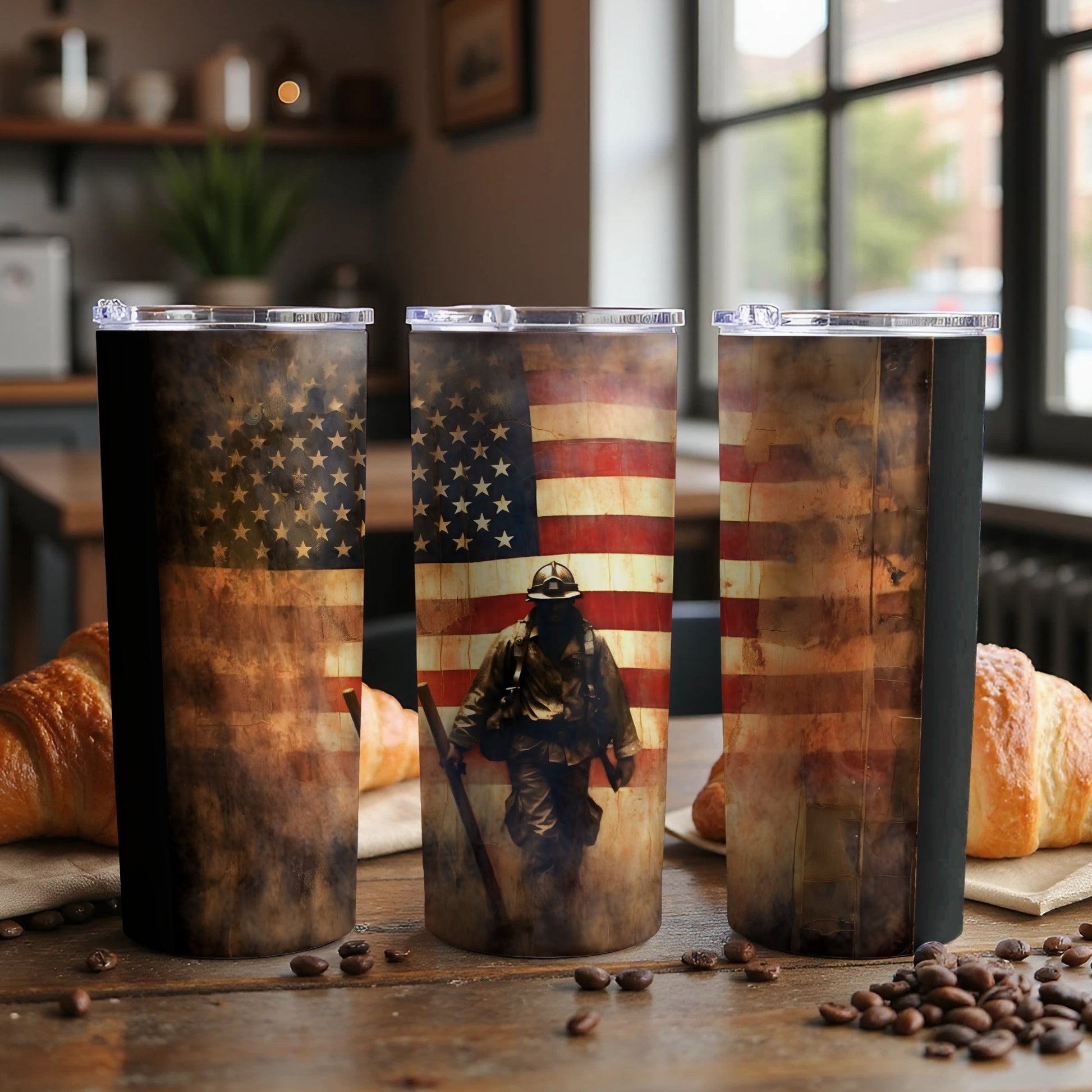 Firefighter American Flag Design Tumbler product