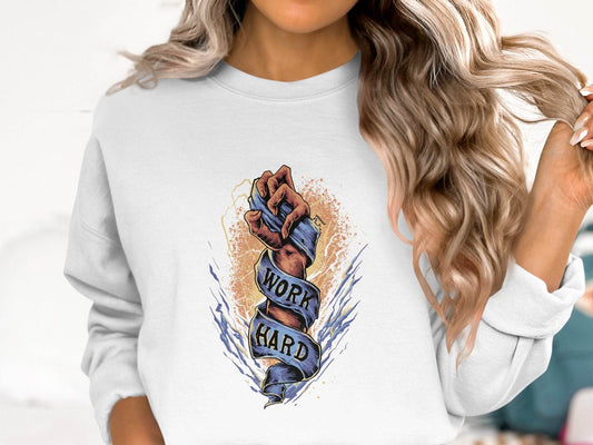 Motivational Work Hard Graphic Printed Sweater - Design & Vybe