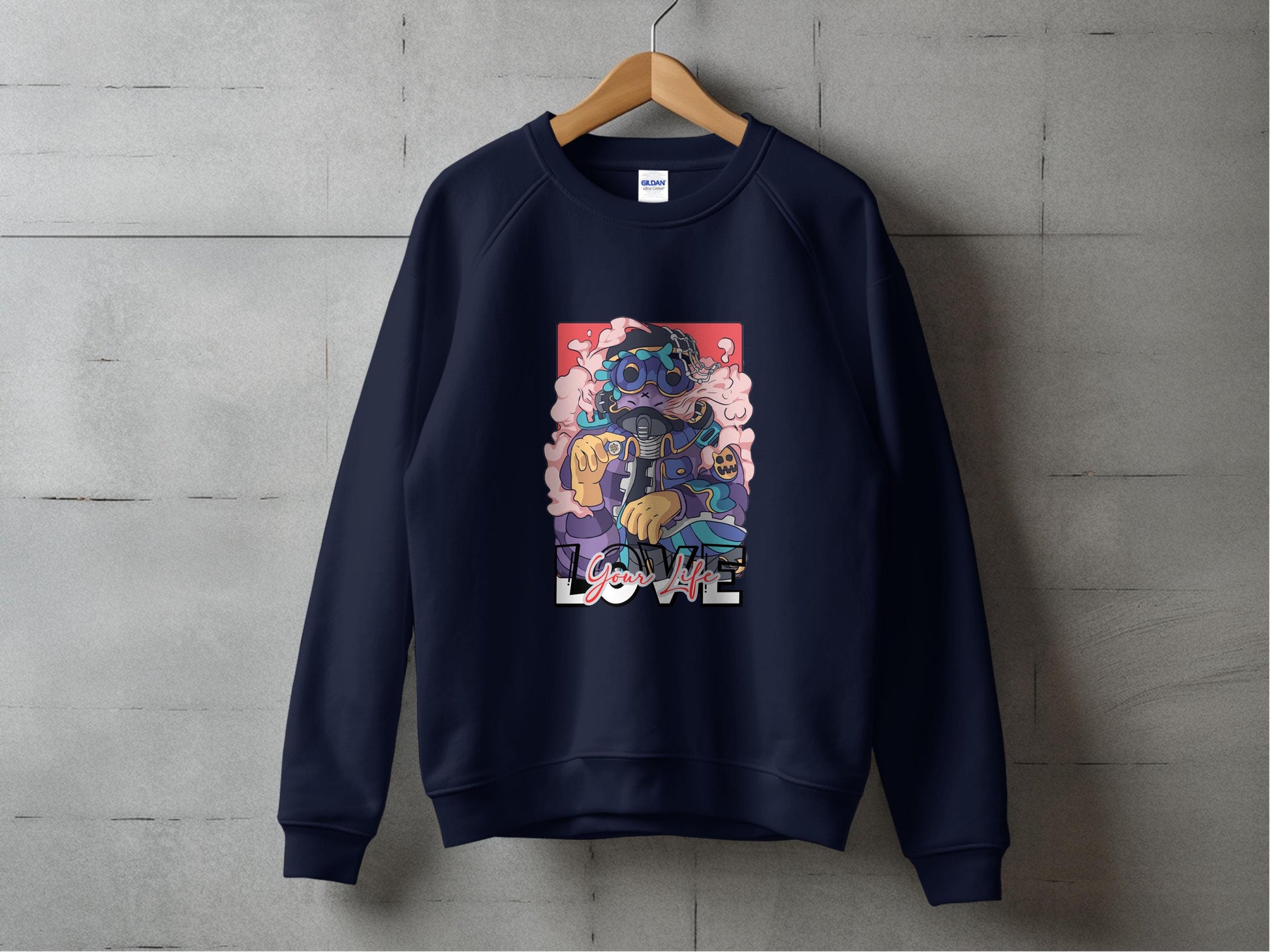 Love Life Astronaut Art Graphic Black Sweatshirt product