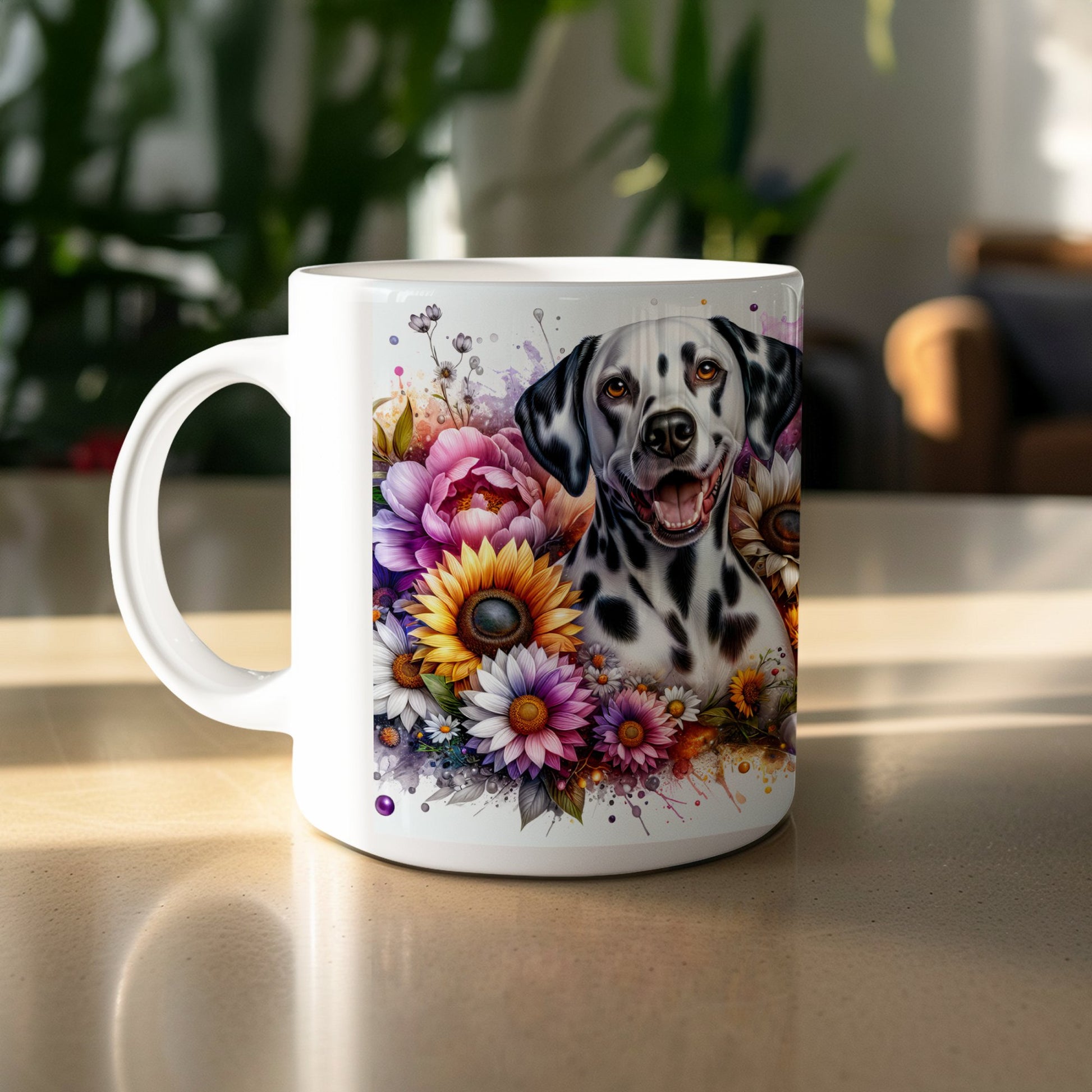 Dalmatian Dog with Colorful Flowers Mug product