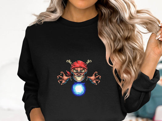 Pirate Skull With Claws And Fire Graphic Art Sweater - Design & Vybe